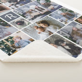 FotoCollage der Familie 14 Bilder + Monogramm Weiß Sherpadecke (3/4)