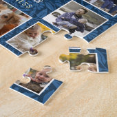 FotoCollage der Familie 15 Bilder Name Blue Floral Puzzle (Seite)