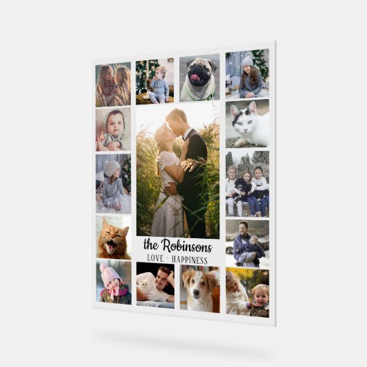 FotoCollage der Familie 15 Bilder Name Easy Custom Acrylschild (Winkel)