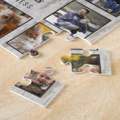 FotoCollage der Familie 15 Bilder Name Holzkörner Puzzle (Seite)
