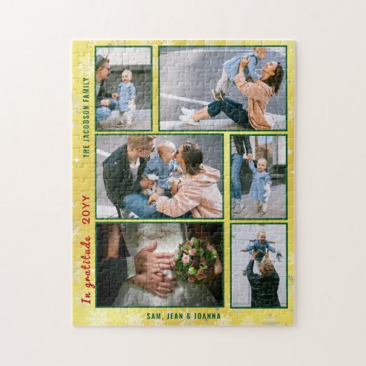 FotoCollage der Familie 6 Bilder Golden Personalis Puzzle (Vertikal)