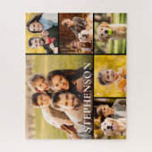 FotoCollage der Familie 6 Bilder Name Schwarz Puzzle (Vertikal)