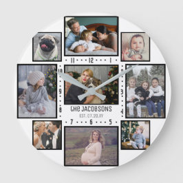 FotoCollage der Familie 9 Benutzerdefinierte Bilde Runde Wanduhr