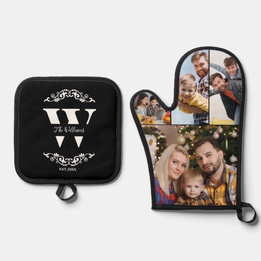 FotoCollage der Familie - benutzerdefiniertes Mono Ofenhandschuh & Topflappen-Set (Vorderseite)