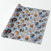FotoCollage der Familie Easy Blue Quilt Look 28 Bi Geschenkpapier (Ungerollt)