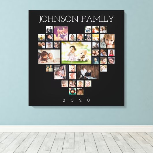 FotoCollage der Familie (Foto und Text personalisi Leinwanddruck (Insitu (Holzboden))