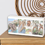 FotoCollage der Familie mit 5 Fotos und Name Holzkisten Schild<br><div class="desc">Personalisieren Sie diesen handlichen Reisetug mit Ihren Lieblings-Fotos von Ihrer Wiedersehen oder Urlaub in der Familie. Die Vorlage ist Set für Sie bereit, um bis zu 5 Fotos, angezeigt als 3x vertikales Portrait und 2x Quadrat / Instagram-Format. Sie können sich auch mit einem Namen (oder Ort), der in schwarzer Typografie...</div>