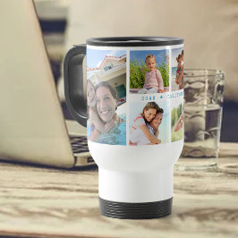 FotoCollage der Familie mit 6 Fotos und benutzerde Reisebecher