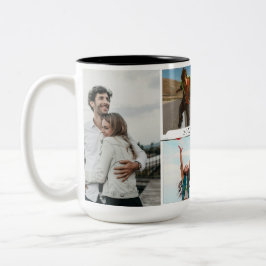 FotoCollage der Familie mit 6 Fotos und benutzerde Zweifarbige Tasse