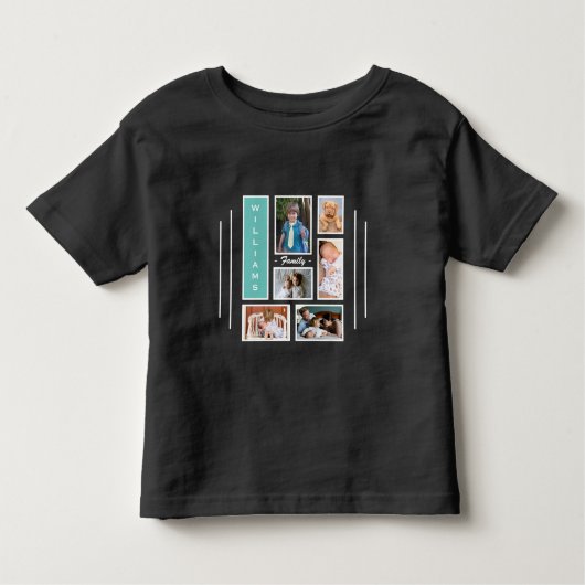 FotoCollage der Familie Personalisiert Schwarz-wei Kleinkind T-shirt (Vorderseite)