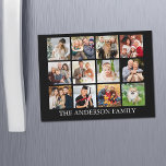 FotoCollage der Familie - Wählen Sie Ihr Farbmagaz Magnetkarte<br><div class="desc">Moderne Minimalistische Einfach 12 Fotos für Fotosammlungen mit Name Kühlschrank Magnet Card - Schwarz & Weiß oder Wählen Sie Ihre Hintergrundfarbe</div>