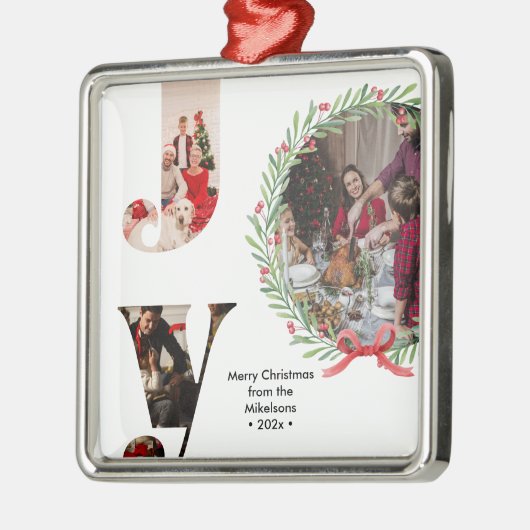 FotoCollage der modernen Joy-Familie Ornament Aus Metall (Links)