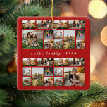 FotoCollage der modernen Red-Schreibmaschine Keramikornament<br><div class="desc">Erstellen Sie Ihre eigene Foto Collage Weihnachtsschmuck. Fügen Sie einfach Ihre eigenen Bilder und Texte für ein individuelles Ornament in dieser Feriensaison hinzu.</div>