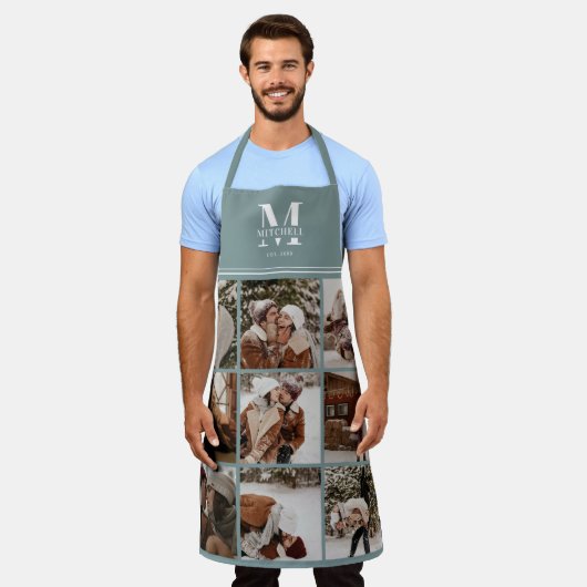 FotoCollage der modernen Version "Grün" | Monogram Schürze (Getragen)