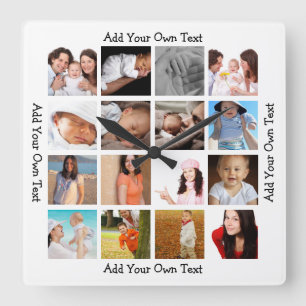 FotoCollage eine Art Personalisiert Quadratische Wanduhr