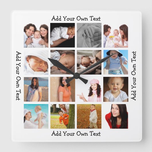 FotoCollage eine Art Personalisiert Quadratische Wanduhr (Vorderseite)