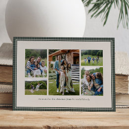 Fotocollage einfache grüne Rahmenfamilie Weihnacht Feiertagskarte