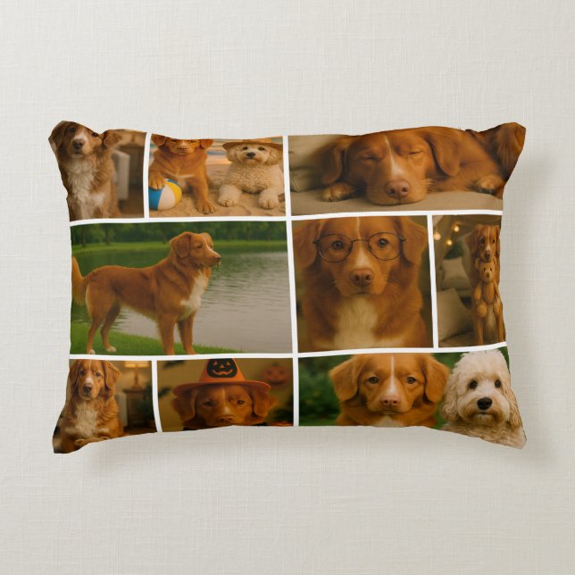 FotoCollage Einzigartig Personalisiert 9 Foto Dekokissen (Vorderseite)