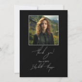 FotoCollage Eleganter Schwarz-Weiß-Abschluss Dankeskarte (Vorderseite)