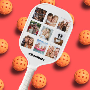 Fotocollage Familie Freunde Name weiß Pickleball Schläger