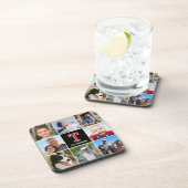 Fotocollage-Familie Mit Monogramm Red Black Getränkeuntersetzer (Rechte Seite)