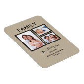Fotocollage Familienname Moderne Sand Beige Magnet (Rechte Seite)
