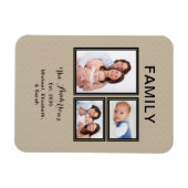 Fotocollage Familienname Moderne Sand Beige Magnet (Horizontal)