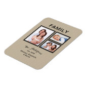 Fotocollage Familienname Moderne Sand Beige Magnet (Linke Seite)