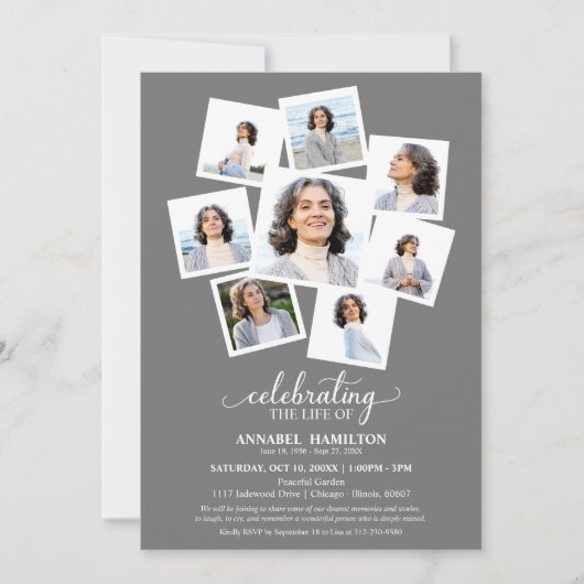 Fotocollage-Feier zum Lebenserinnerungsdienst Einladung (Vorderseite)