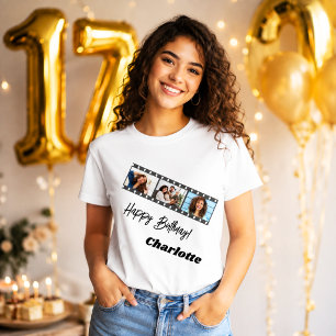 Fotocollage Film Name Geburtstag Frau T-Shirt