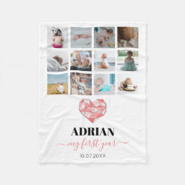 FotoCollage für das erste Jahr des geometrischen H Fleecedecke