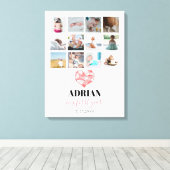 FotoCollage für das erste Jahr des geometrischen H Leinwanddruck (Insitu (Holzboden))