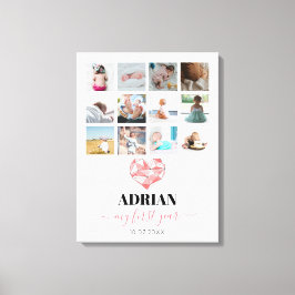 FotoCollage für das erste Jahr des geometrischen H Leinwanddruck