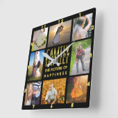 Fotocollage für die Familie Namensvorlage hinzufüg Quadratische Wanduhr (Winkel)