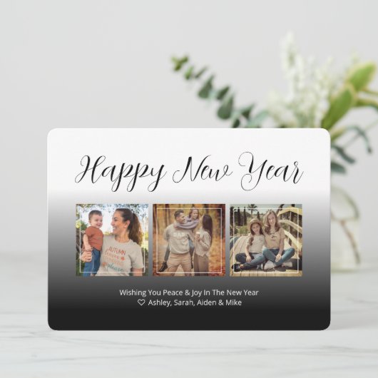 Fotocollage für die Familie - Neue Jahre Karte (Stehend Vorderseite)