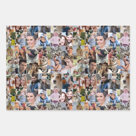 Fotocollage für die ganze Familie, 24-polige Puzzl Geschenkpapier Set (Vorderseite 2)