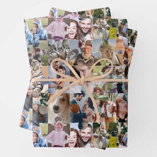 Fotocollage für die ganze Familie, 24-polige Puzzl Geschenkpapier Set (Beispiel)