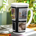 Fotocollage für die ganze Familie Milchtasse<br><div class="desc">Personalisierte Geschenk latte Tasse mit 5 Fotos Ihrer Wahl, und eine einfache Textvorlage. Eine wunderbare Geschenkidee zum Gedenken an ein besonderes Ereignis oder einen Meilenstein für diese besondere Person. TOP TIPP: Wenn Sie Ihre Fotos vor dem Hochladen in quadratischer Form zuschneiden, haben Sie Kontrolle, wie sie aussehen. Kein Problem, wenn...</div>