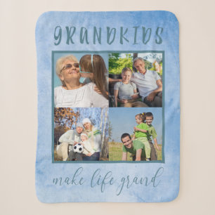 Fotocollage für Großeltern Blau Sherpadecke
