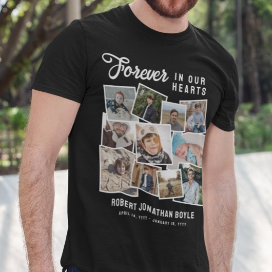 FotoCollage für immer in unserem Herz-Gedenkmal T-Shirt