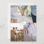 FotoCollage, geometrisch blaue Wasserfarbe Save The Date (Rückseite)