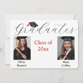 Fotocollage Graduation Party für 2 Absolventen Einladung (Vorderseite)