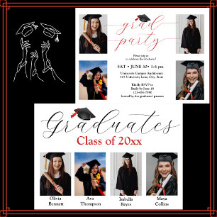 Fotocollage Graduation Party für 4 Absolventen Einladung