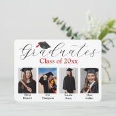 Fotocollage Graduation Party für 4 Absolventen Einladung (Stehend Vorderseite)