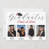 Fotocollage Graduation Party für 4 Absolventen Einladung (Vorderseite)