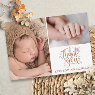 Fotocollage Handgeschriebene neue Geborene Babydus Dankeskarte