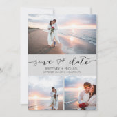 Fotocollage Handgeschriebenes Grau Save the Date Ankündigung (Vorderseite)