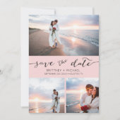 FotoCollage Handgeschriebenes Rosa Save the Date Ankündigung (Vorderseite)