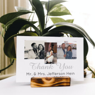 Fotocollage-Hochzeit mit Handschrift Vielen Dank Postkarte