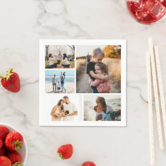 Fotocollage Ideen für Geschenke erstellen 5 Fotos Serviette